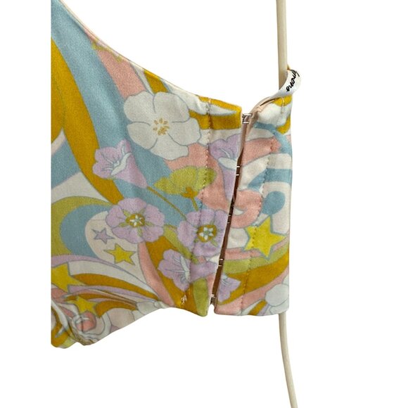 For Love & Lemons Nomi Crop Top Yellow Multicolor Corset Style Bralette NWOT - S - Picture 5 of 8